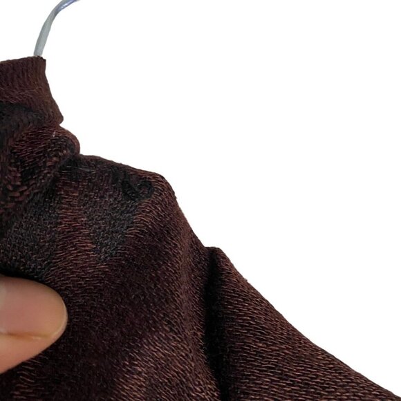 Women's Burgundy Floral Print Fringed Scarf - Picture 5 of 5